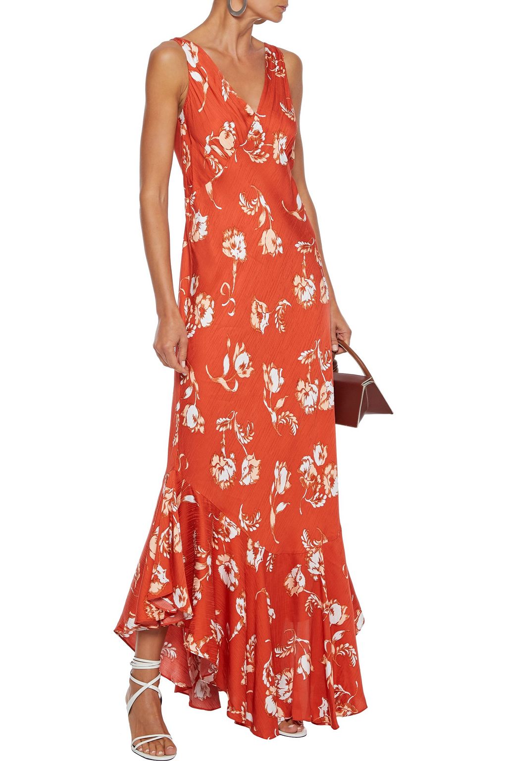 DIANE VON FURSTENBERG Florain asymmetric floral-print satin-jacquard maxi dress