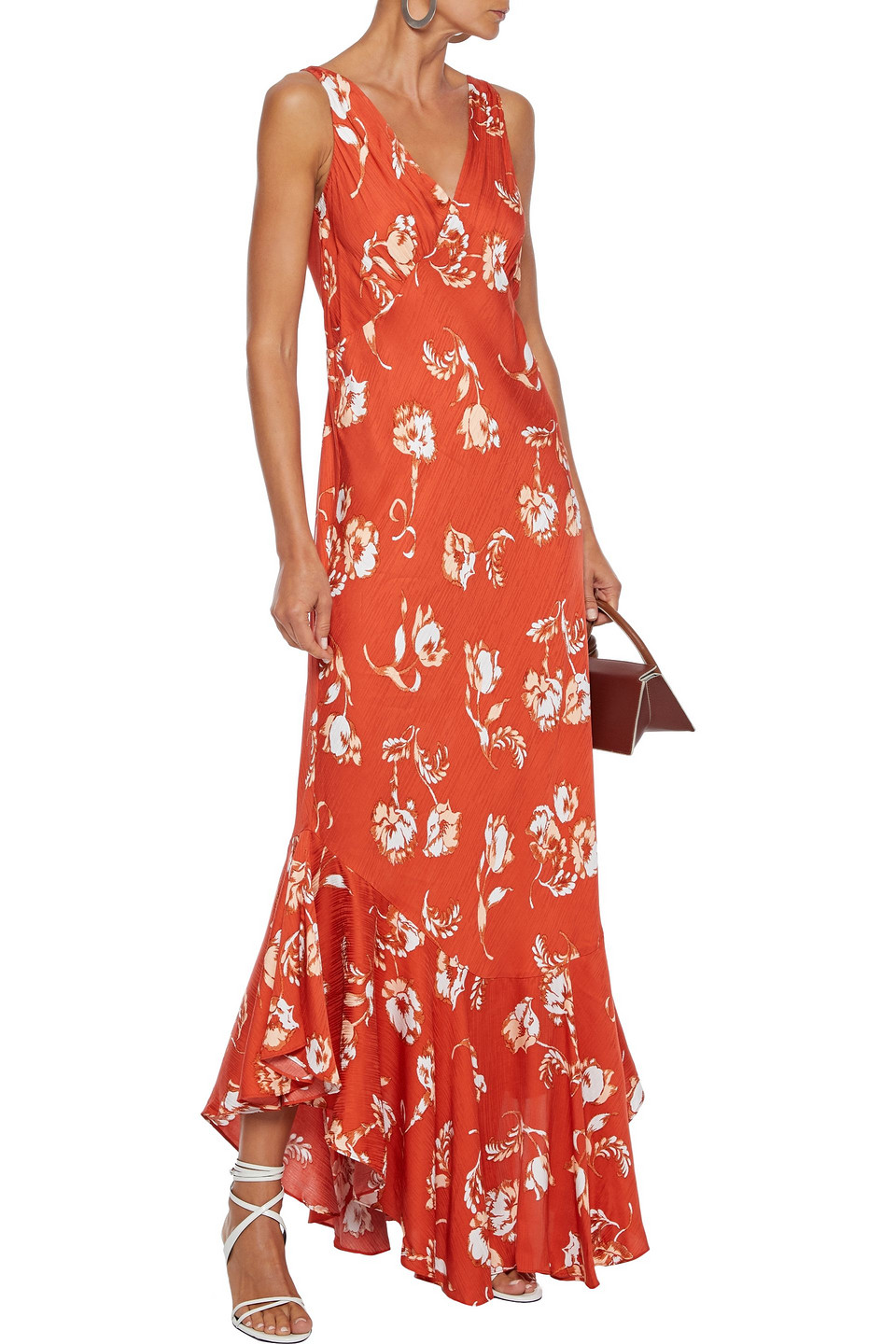 DIANE VON FURSTENBERG FLORAIN ASYMMETRIC FLORAL-PRINT SATIN-JACQUARD MAXI DRESS,3074457345623753756