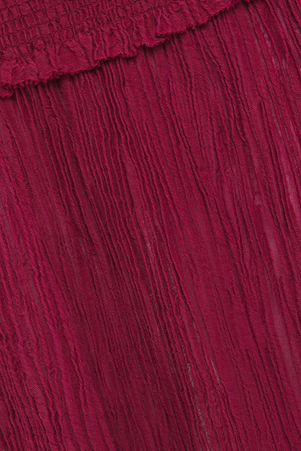 ZIMMERMANN Midirock aus einer Ramie-Baumwollmischung in Knitteroptik mit Raffung