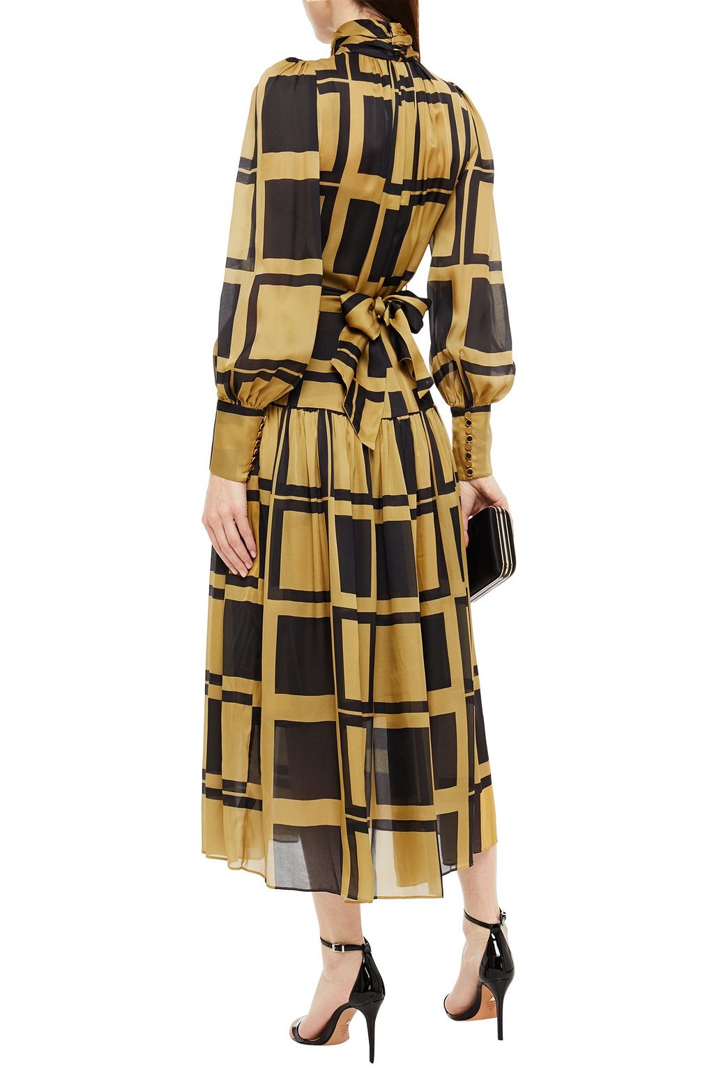 ZIMMERMANN Gathered printed silk-satin maxi dress