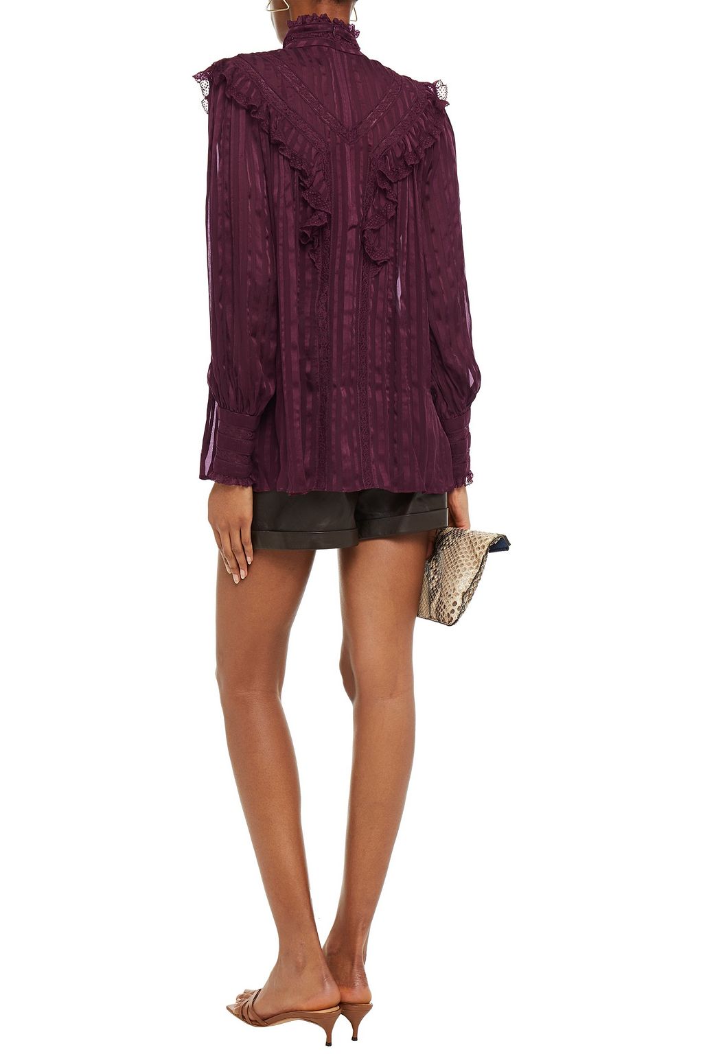 ZIMMERMANN Espionage lace-trimmed ruffled burnout silk-georgette blouse