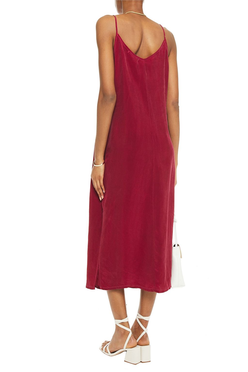 STATESIDE Pleated washed-cupro midi dress