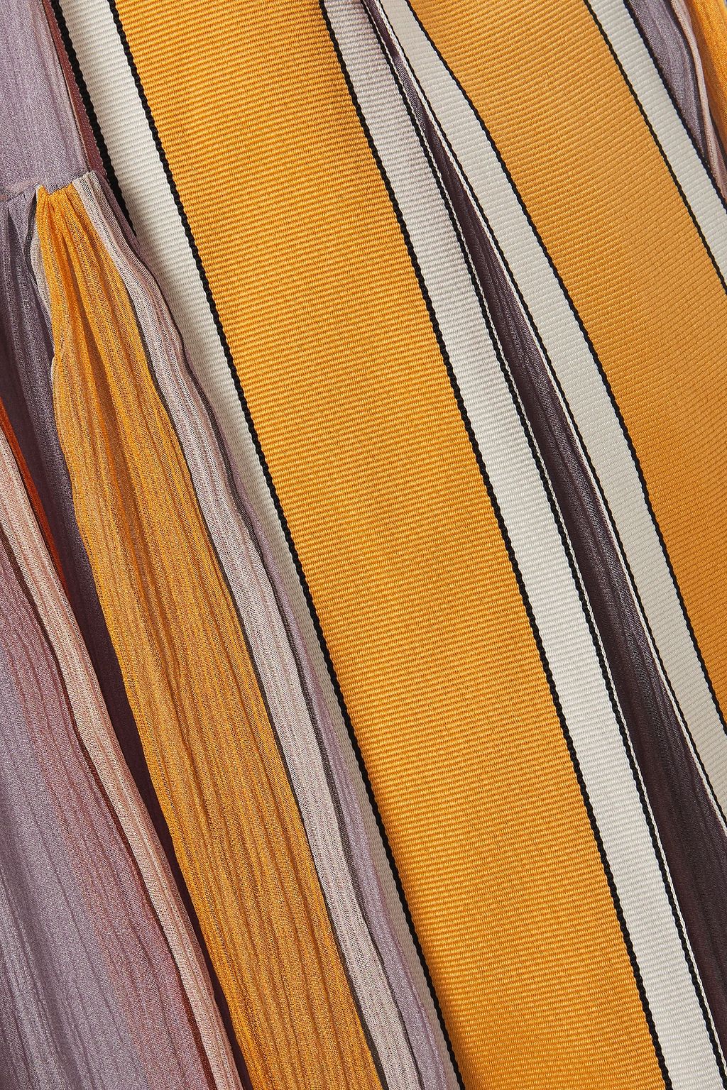 ZIMMERMANN Gathered striped silk-crepon midi skirt