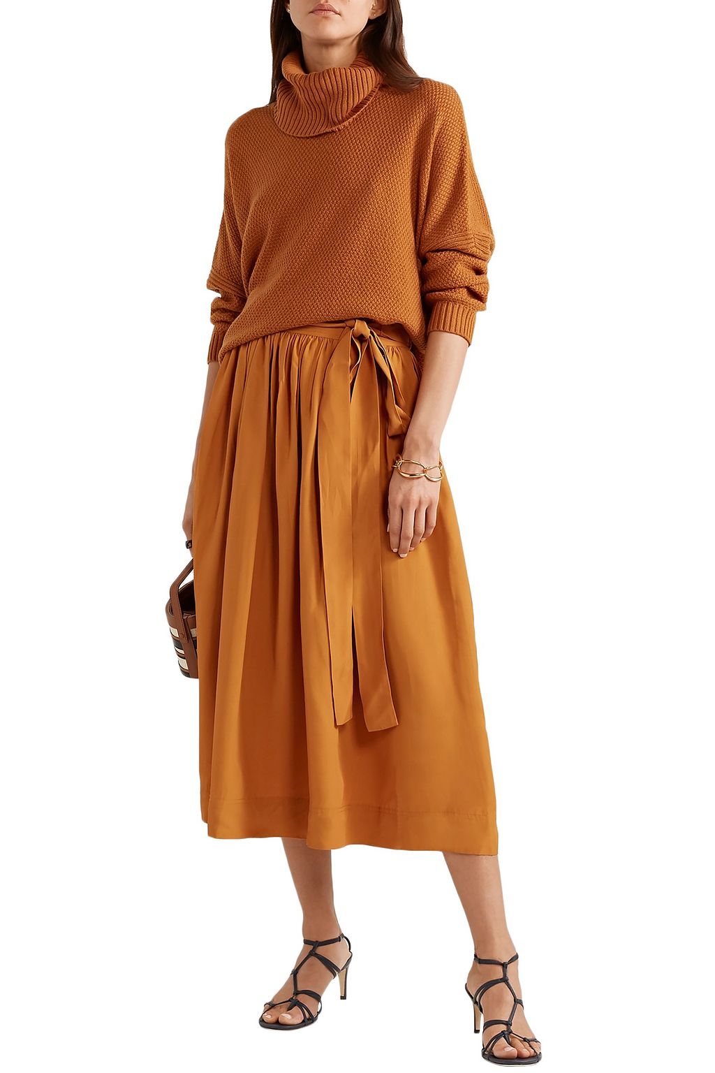 CO Pleated broadcloth wrap skirt