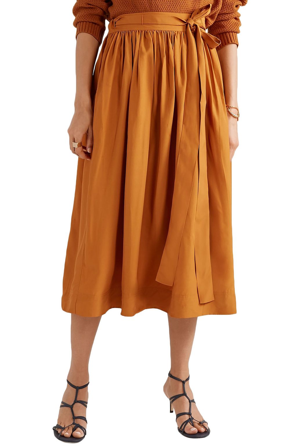 CO Pleated broadcloth wrap skirt