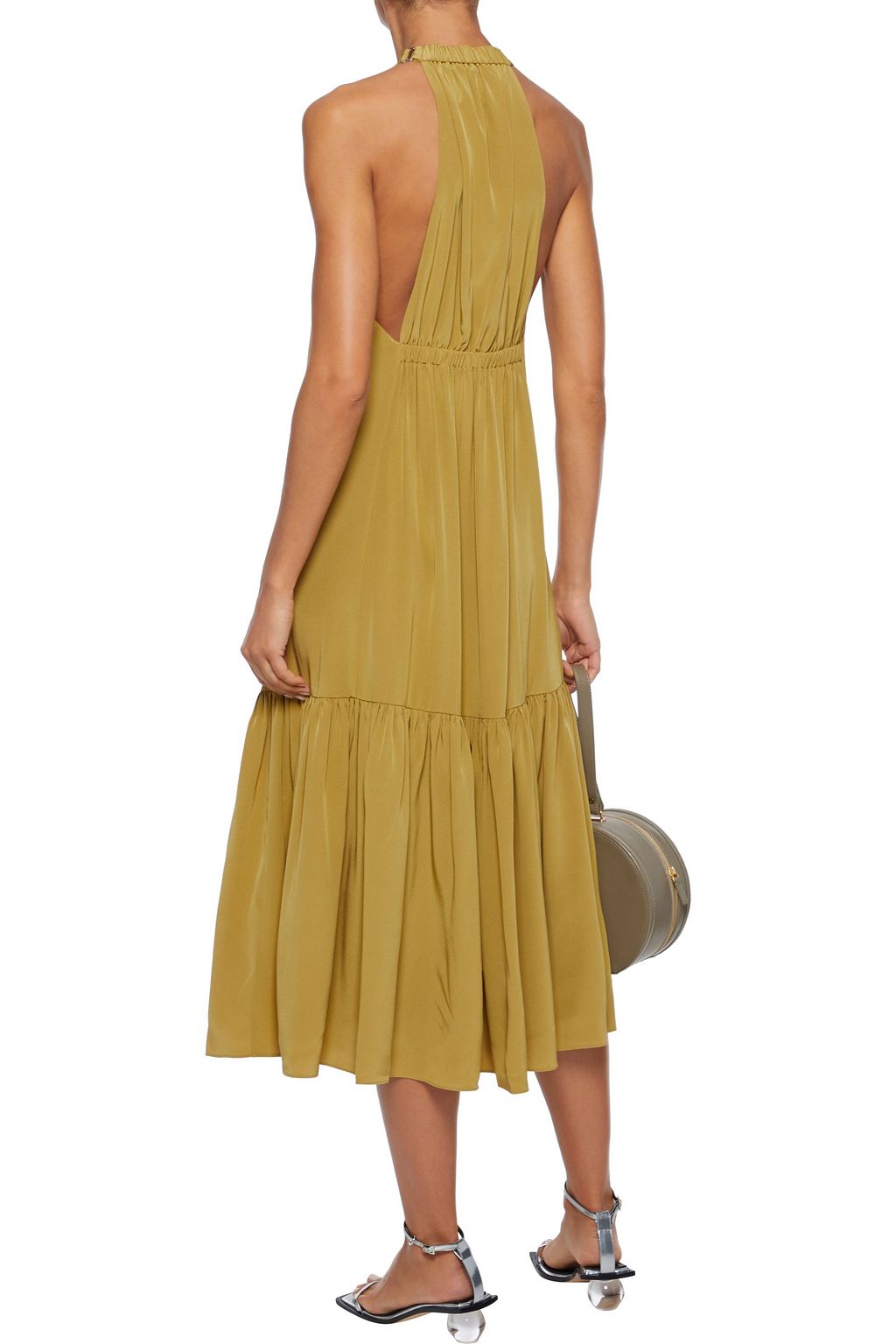 TIBI Gathered silk crepe de chine midi dress