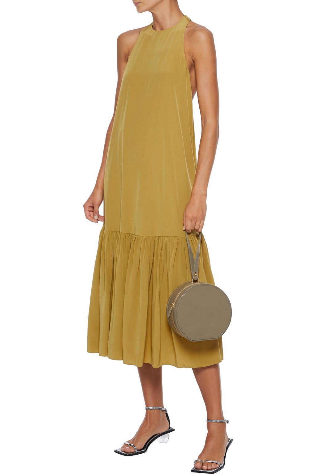 TIBI Gathered silk crepe de chine midi dress