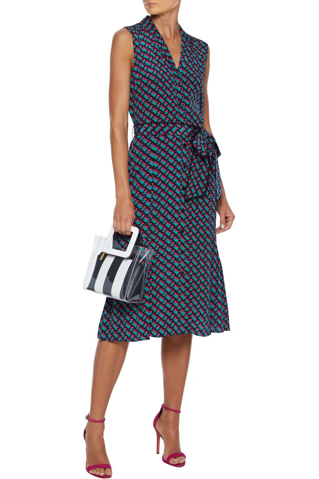 DIANE VON FURSTENBERG Delilah belted printed silk crepe de chine dress