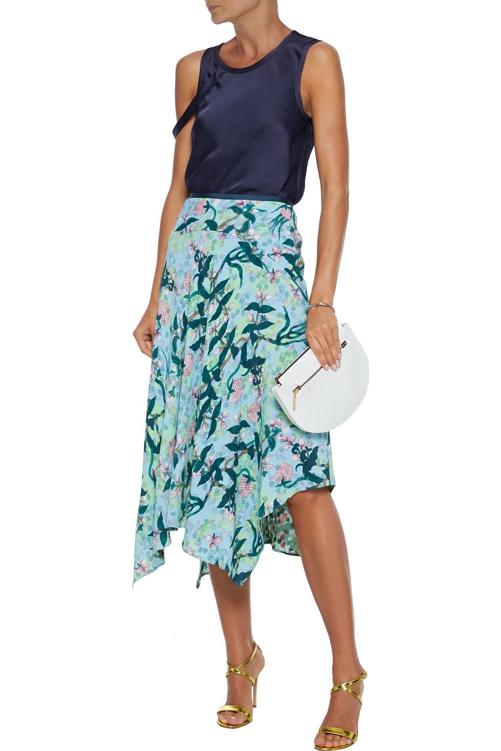 DIANE VON FURSTENBERG Aileen reversible asymmetric floral-print crepe skirt