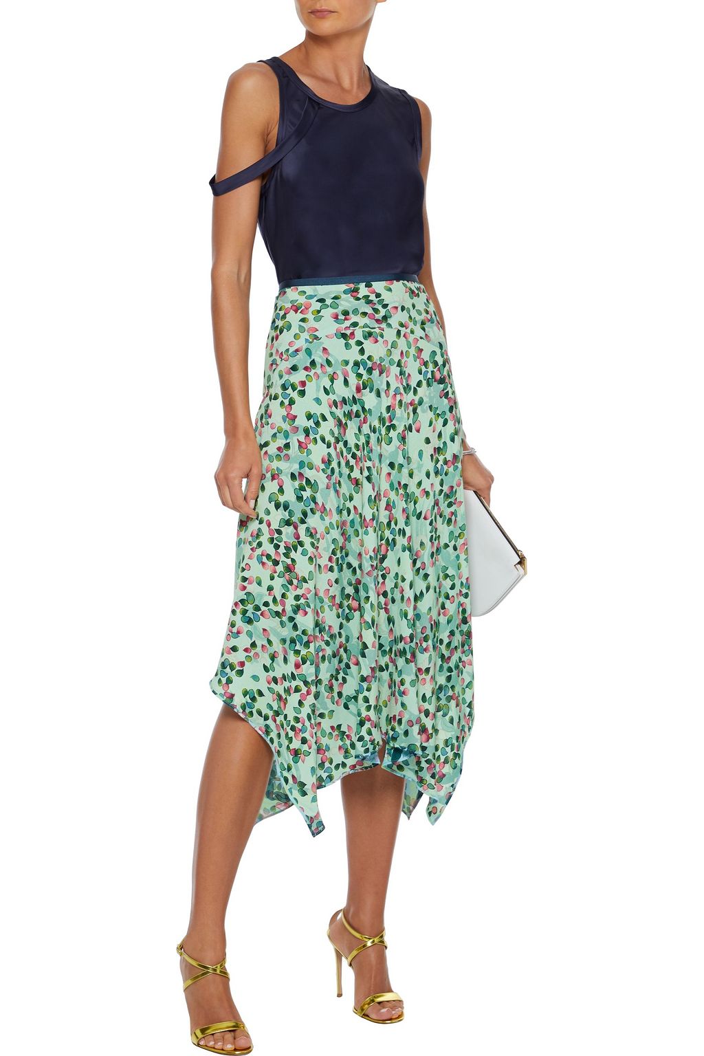 DIANE VON FURSTENBERG Aileen reversible asymmetric floral-print crepe skirt