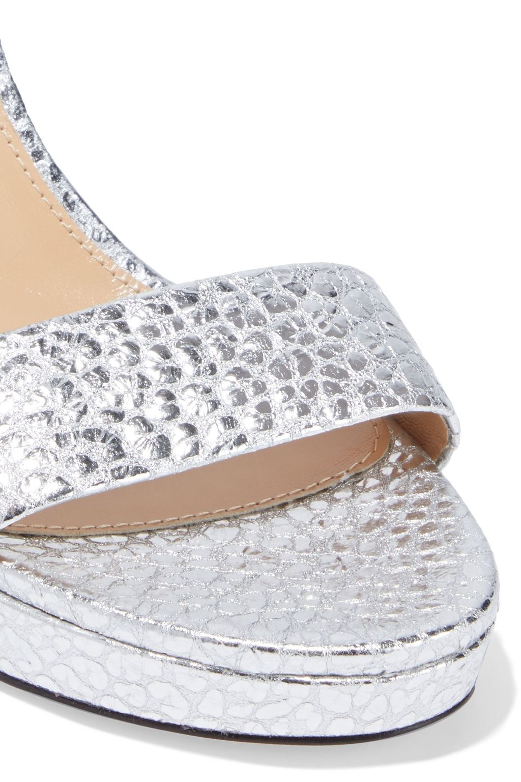 SERGIO ROSSI Gydda metallic snake-effect leather platform sandals