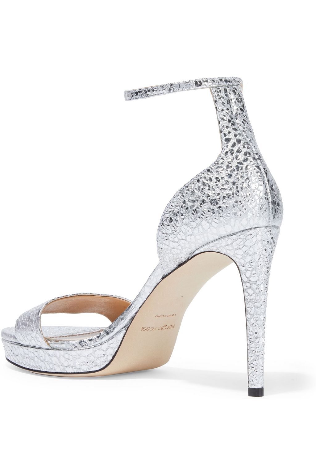 SERGIO ROSSI Gydda metallic snake-effect leather platform sandals