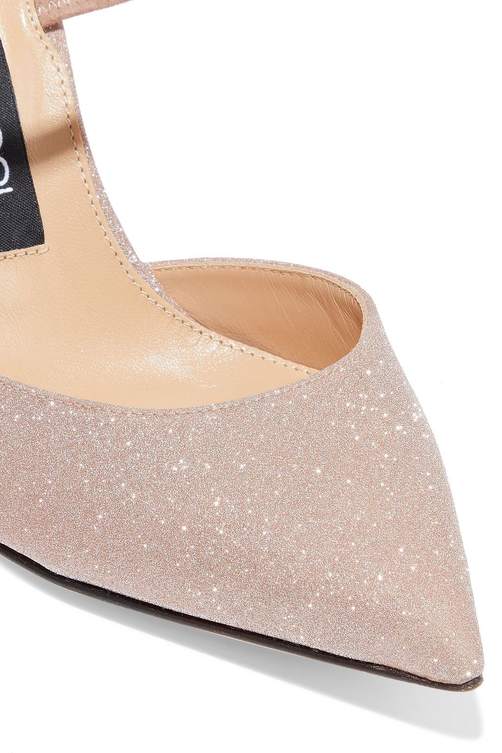 SERGIO ROSSI Godiva suede-trimmed glittered woven slingback pumps