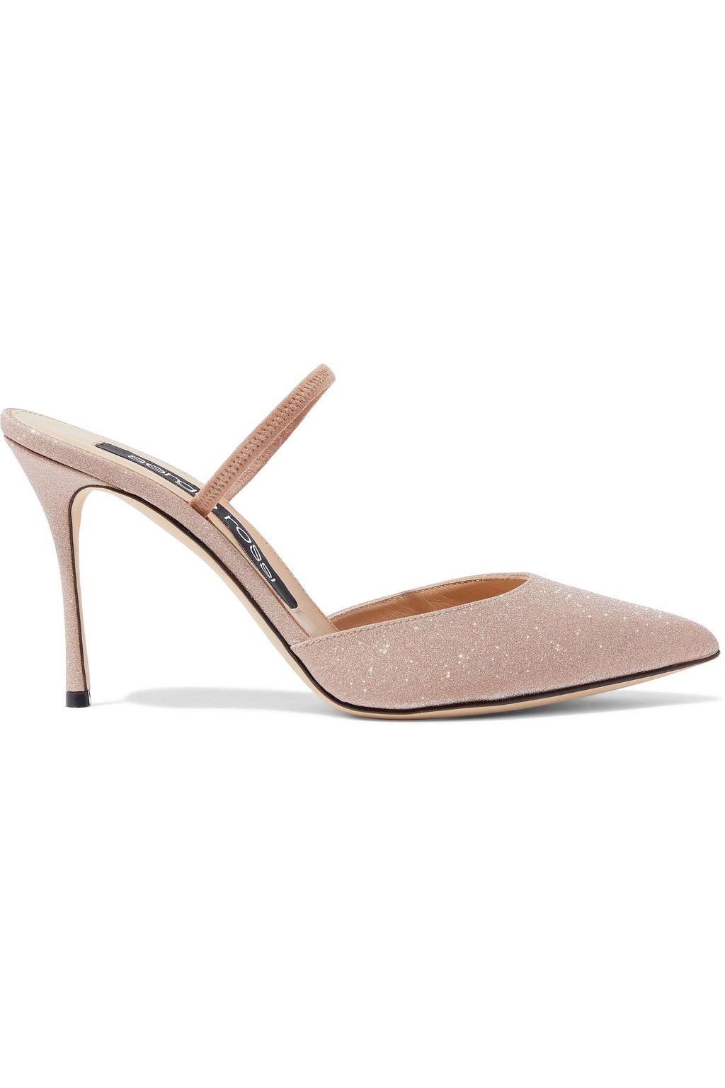 SERGIO ROSSI Godiva suede-trimmed glittered woven slingback pumps