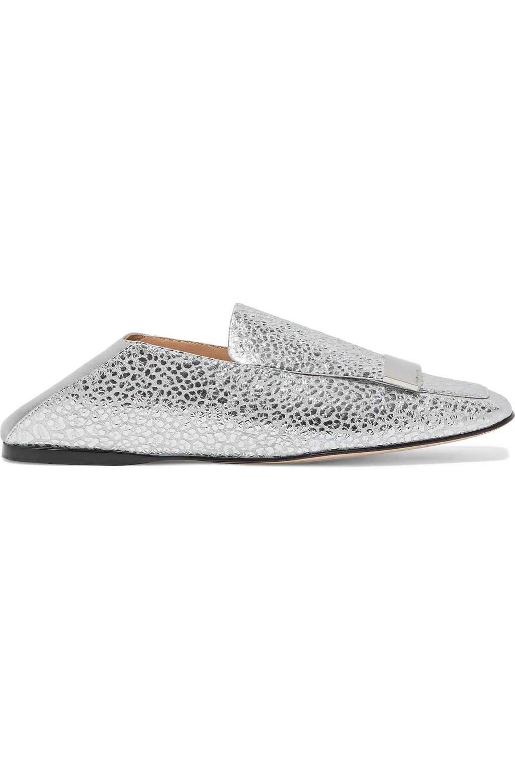 SERGIO ROSSI sr1 suede-trimmed metallic snake-effect leather collapsible-heel loafers