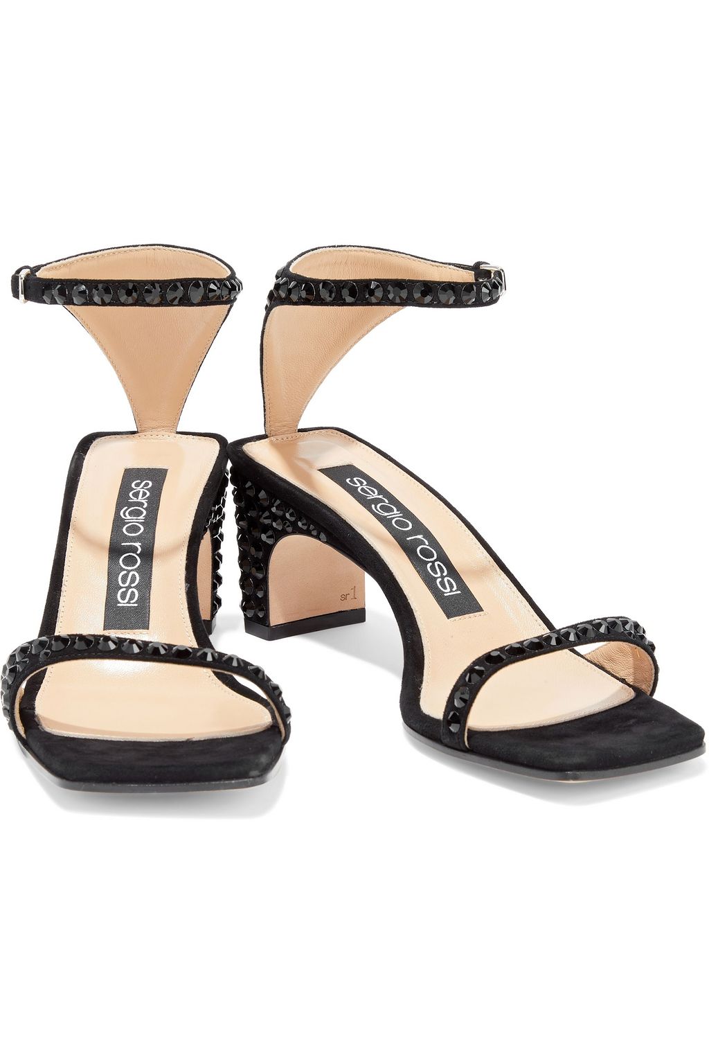 SERGIO ROSSI Crystal-embellished suede sandals