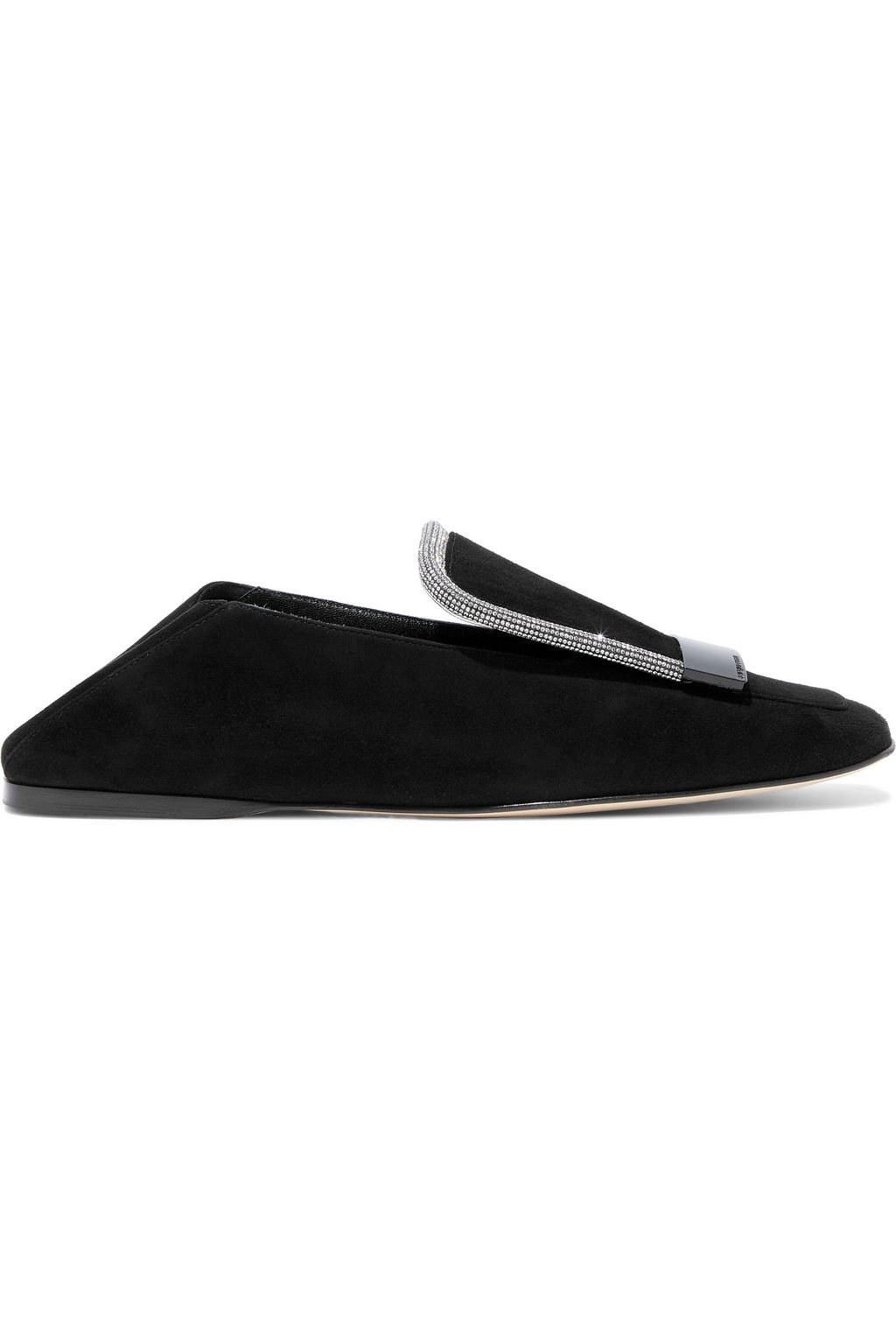 SERGIO ROSSI SR1 crystal-embellished suede collapsible-heel loafers