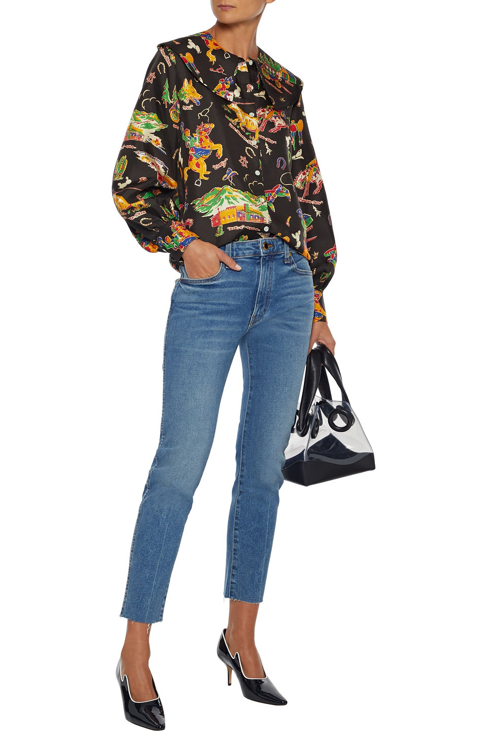 Click to view more detailed imagery on our partner's website Shrimps Mack Printed Silk-twill Blouse In Black