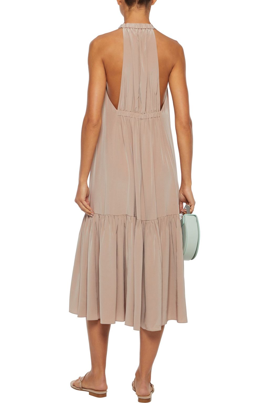 TIBI Gathered silk crepe de chine midi dress