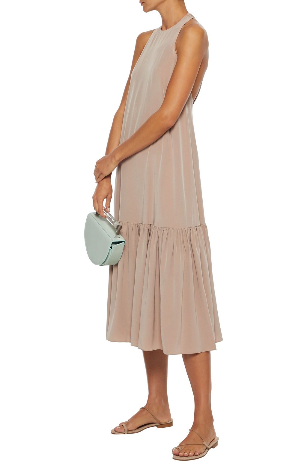 TIBI Gathered silk crepe de chine midi dress