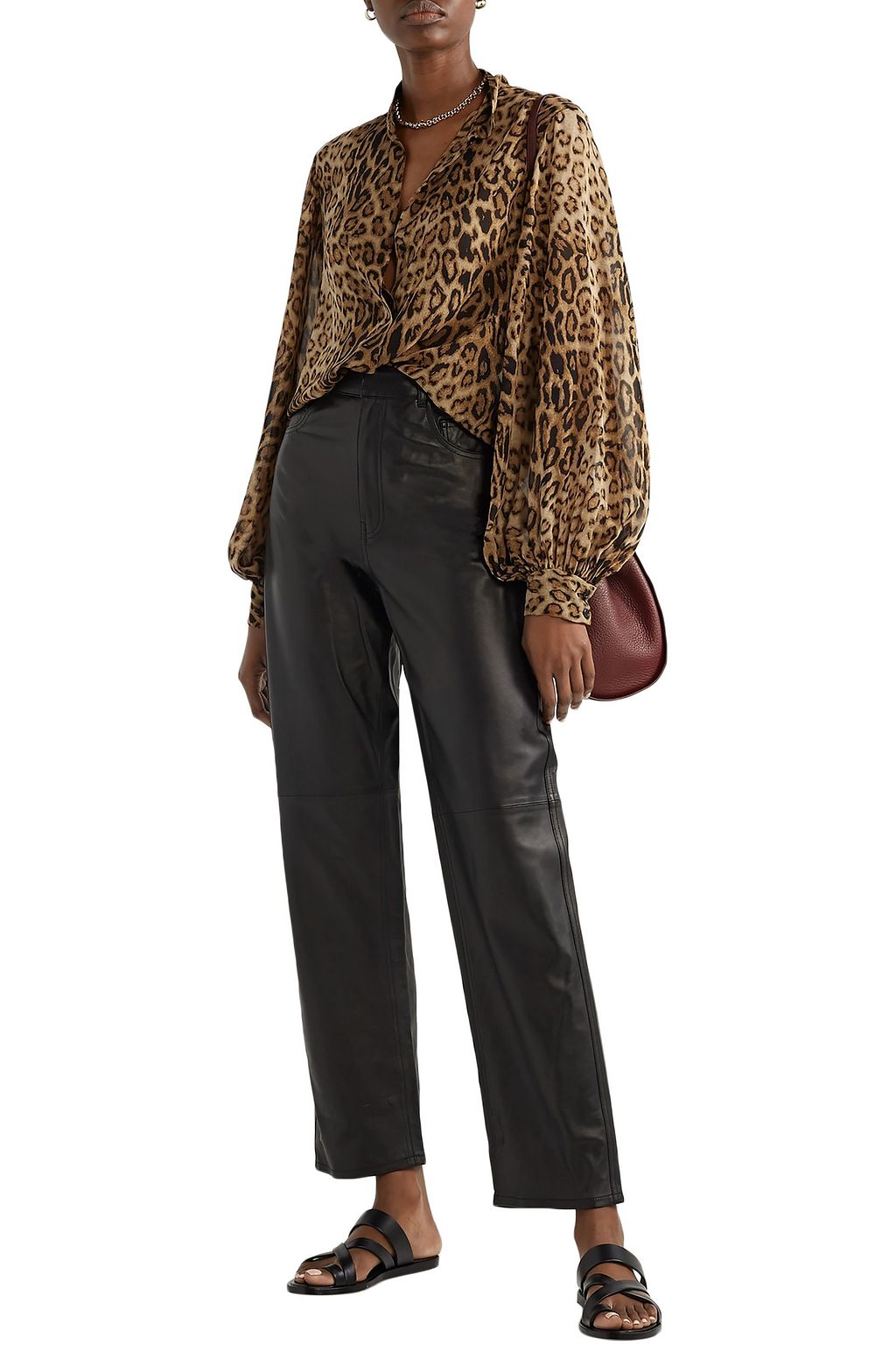 NILI LOTAN Evelyn leopard-print silk-chiffon blouse