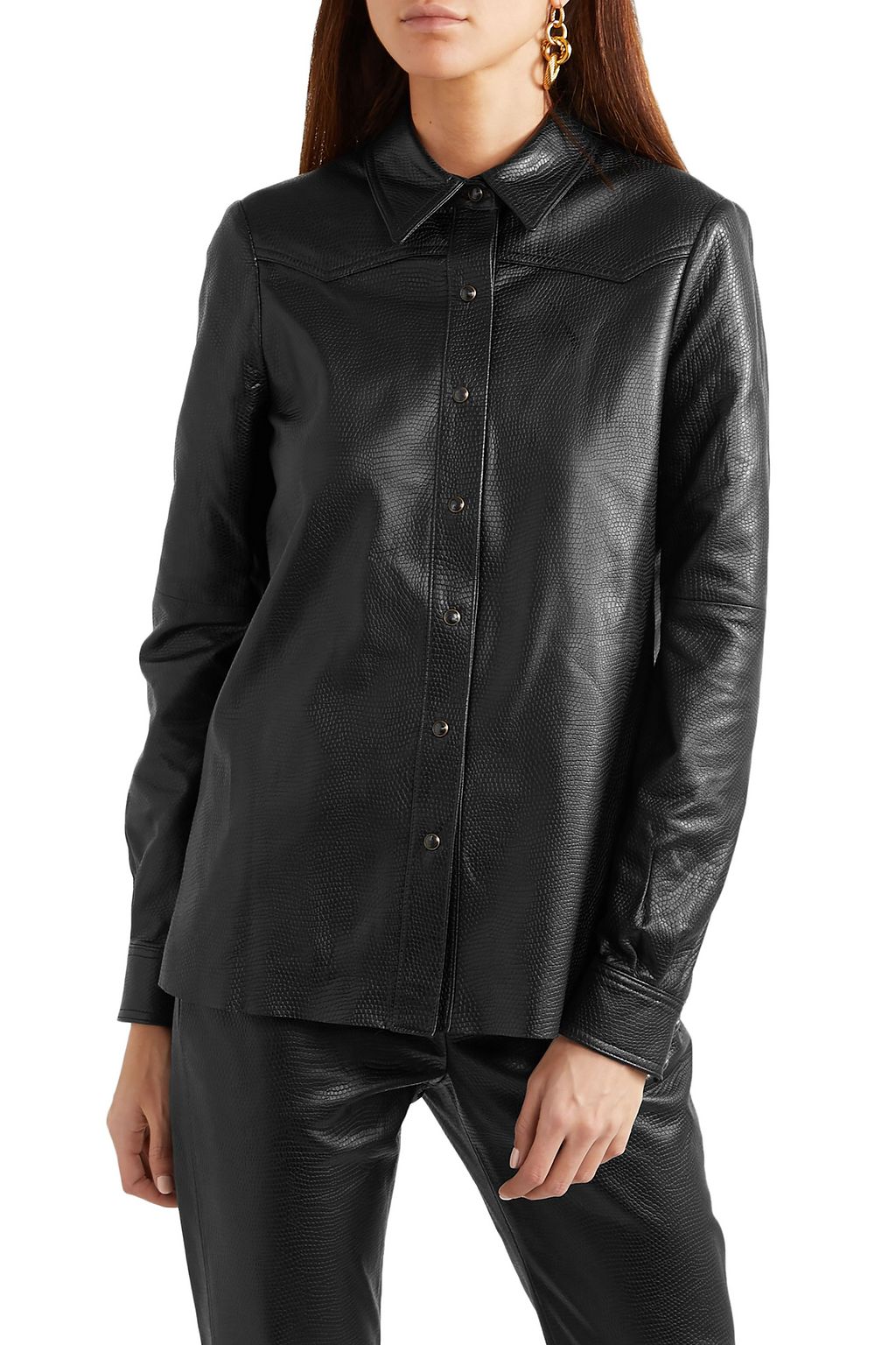 NILI LOTAN Juline leather shirt