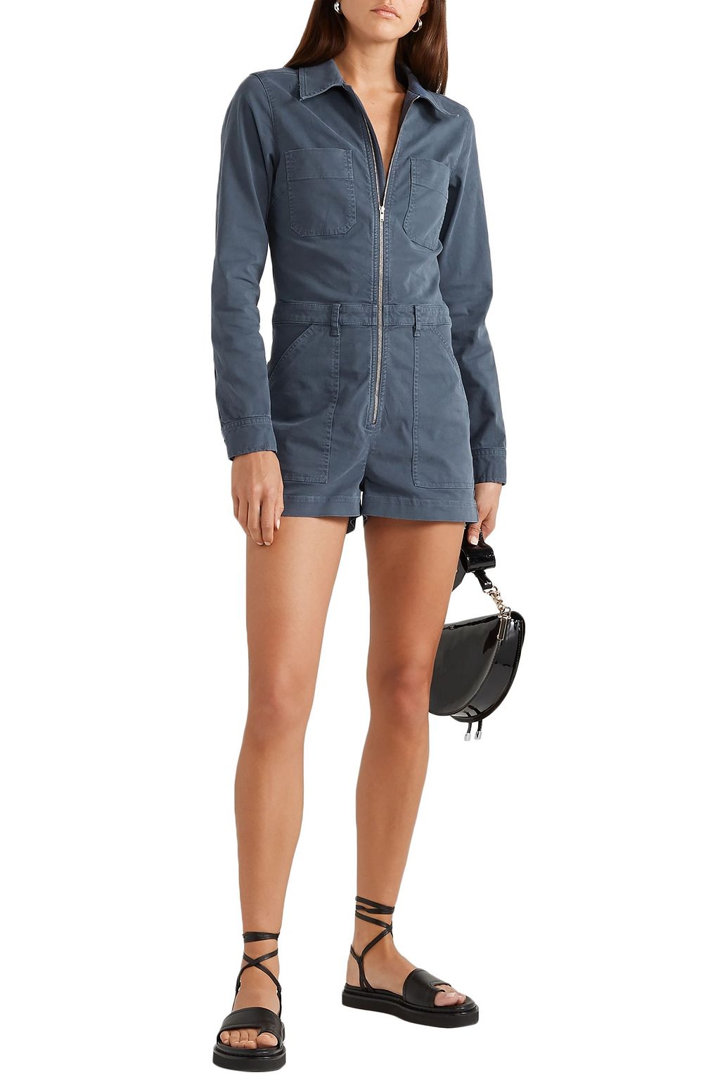 NILI LOTAN Soria stretch cotton-twill playsuit