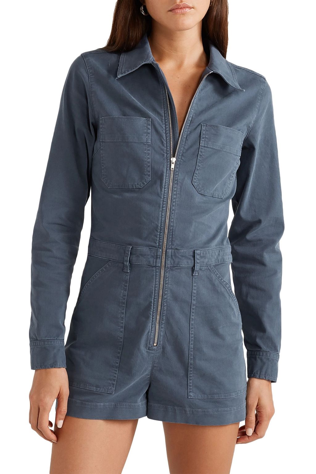 NILI LOTAN Soria stretch cotton-twill playsuit