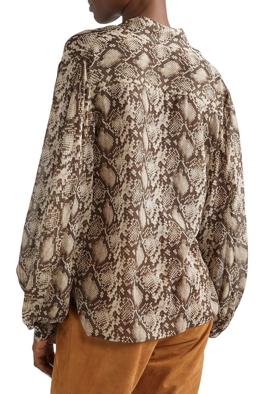 NILI LOTAN Evelyn snake-print silk-chiffon blouse