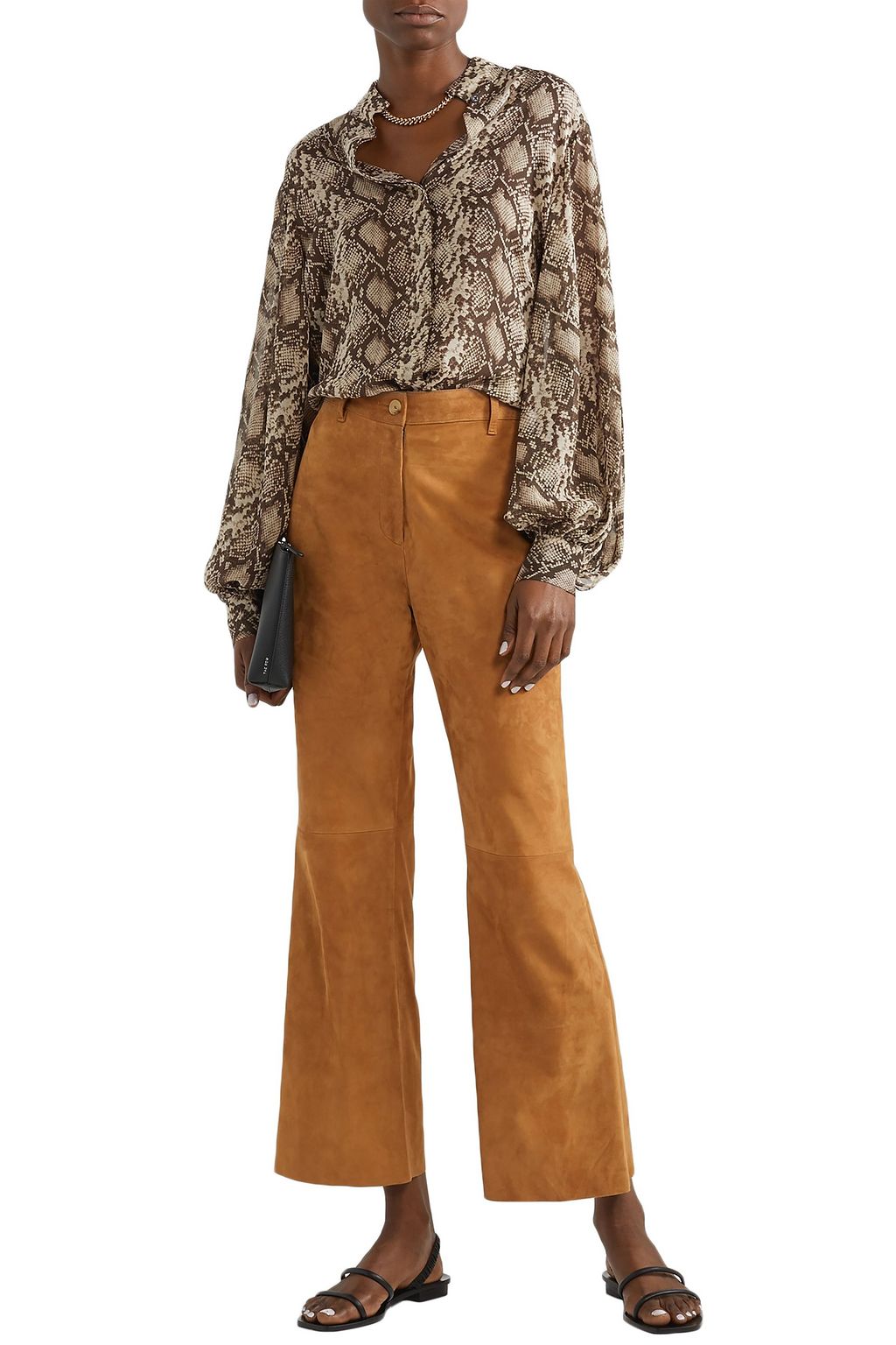 NILI LOTAN Evelyn snake-print silk-chiffon blouse