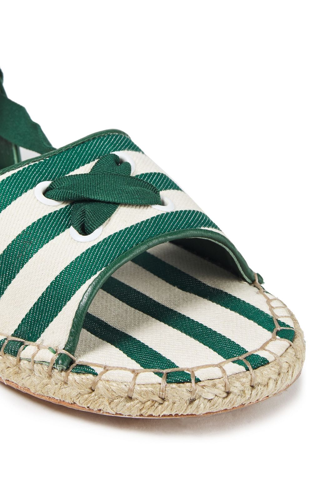 ZIMMERMANN Gestreifte Espadrille-Sandalen aus Baumwoll-Canvas mit Schnürung