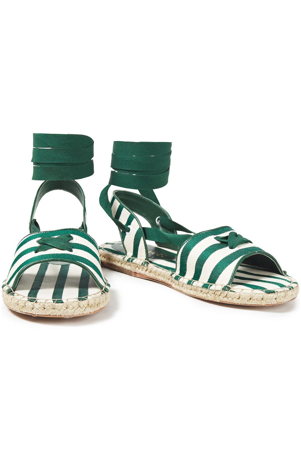 ZIMMERMANN Gestreifte Espadrille-Sandalen aus Baumwoll-Canvas mit Schnürung