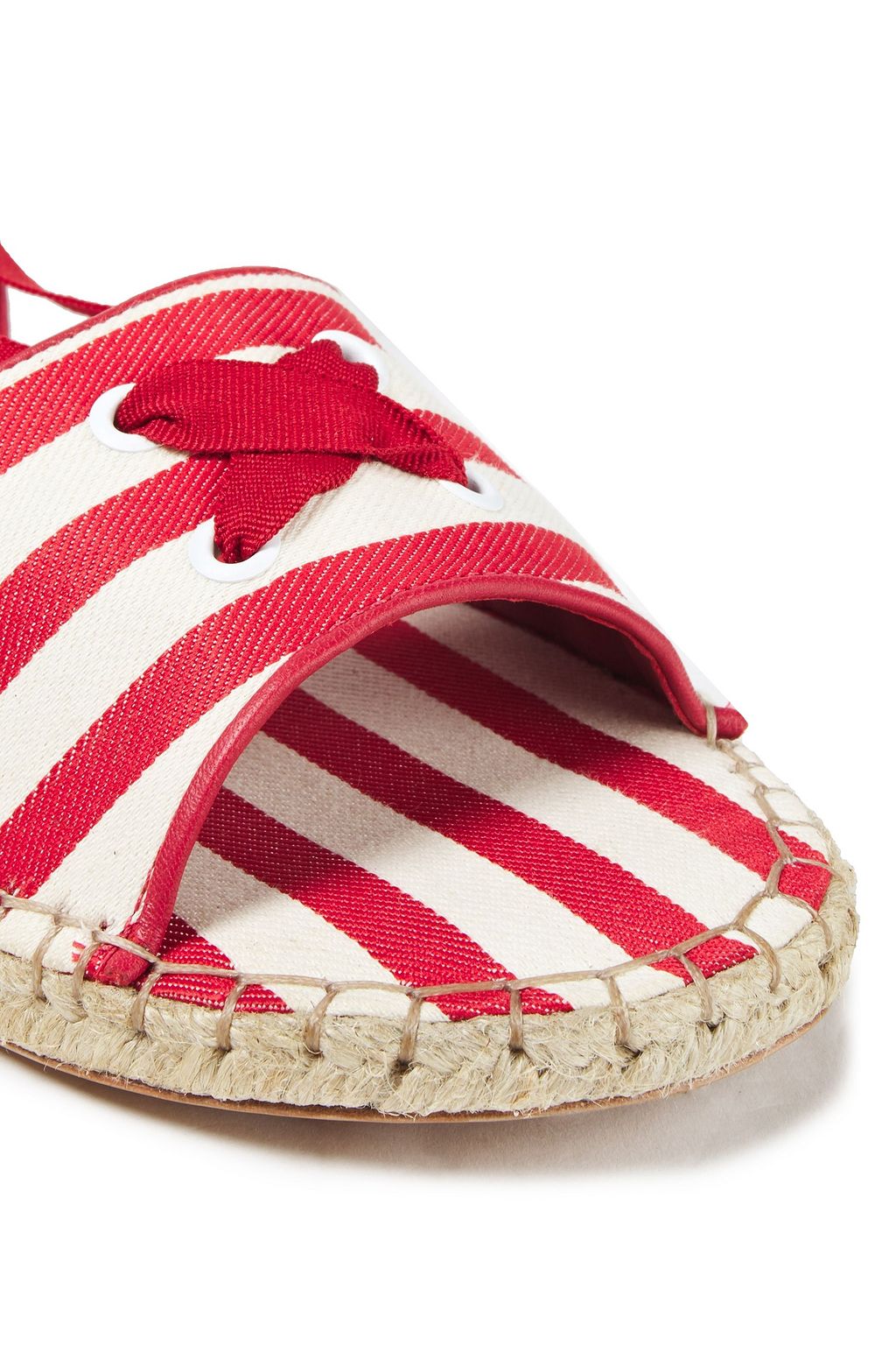 ZIMMERMANN Leather-trimmed striped canvas espadrille sandals