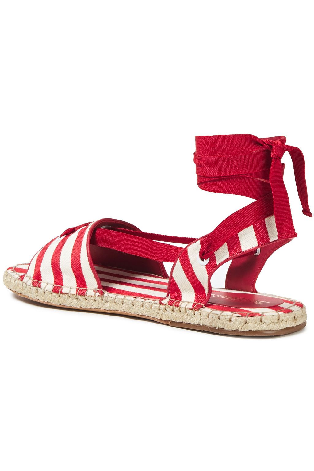 ZIMMERMANN Leather-trimmed striped canvas espadrille sandals