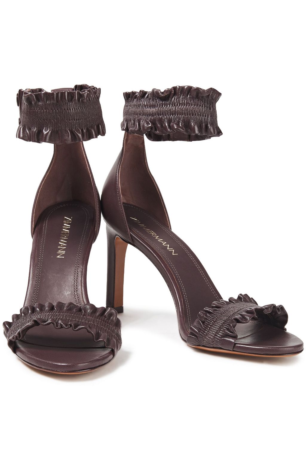 ZIMMERMANN Ruffled snake-effect leather sandals