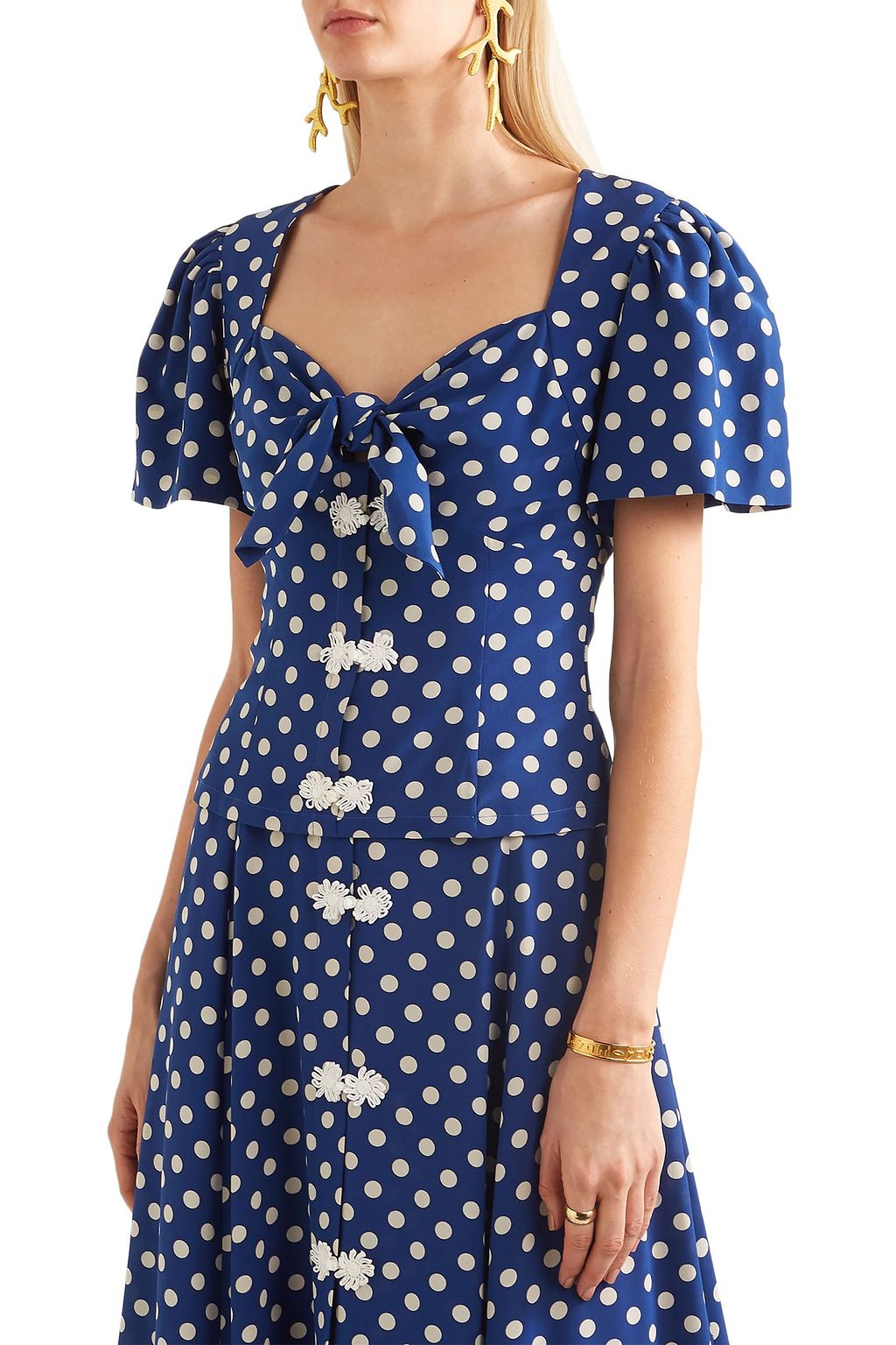 REBECCA DE RAVENEL Zaza polka-dot silk-crepe blouse
