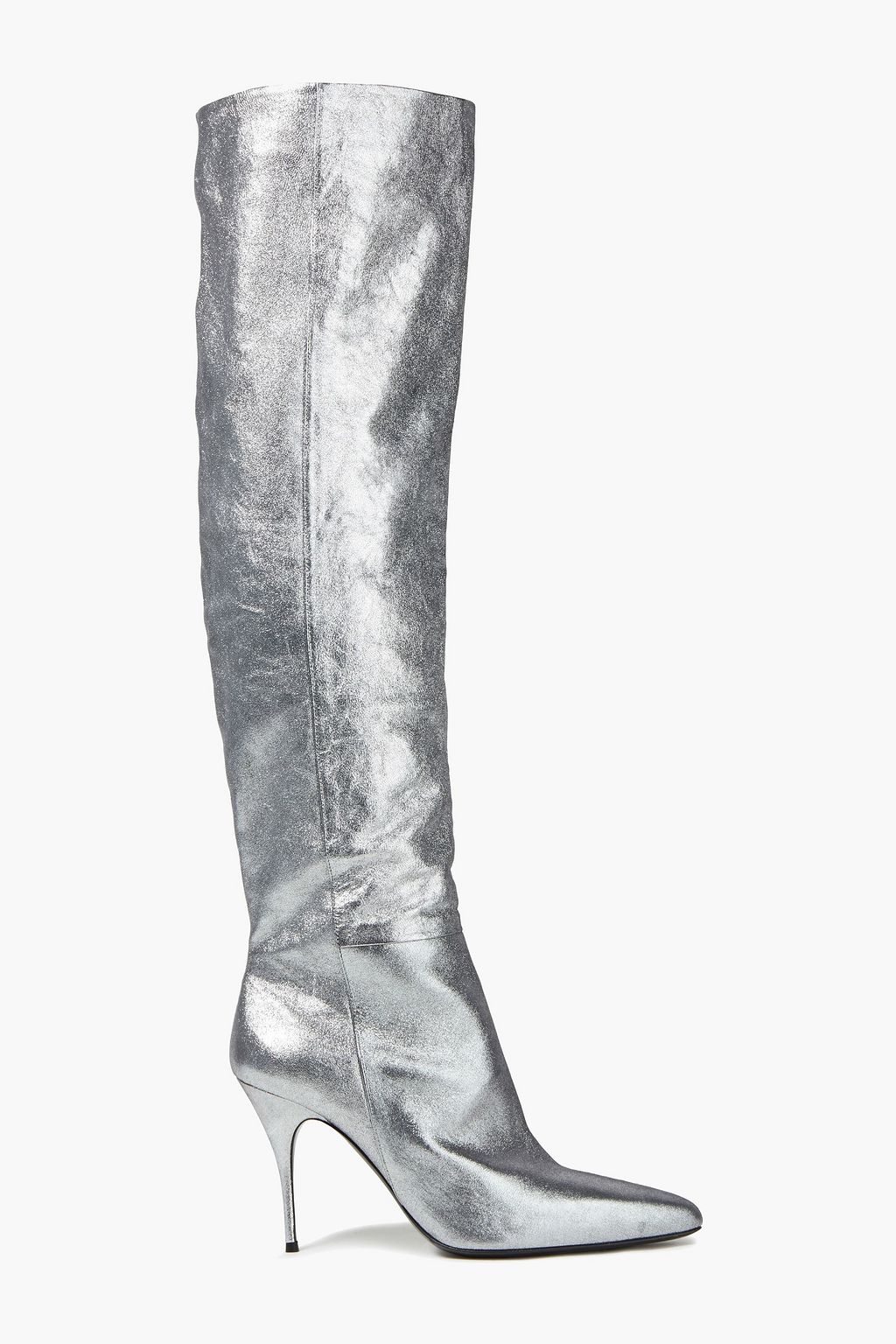 over the knee silver boots