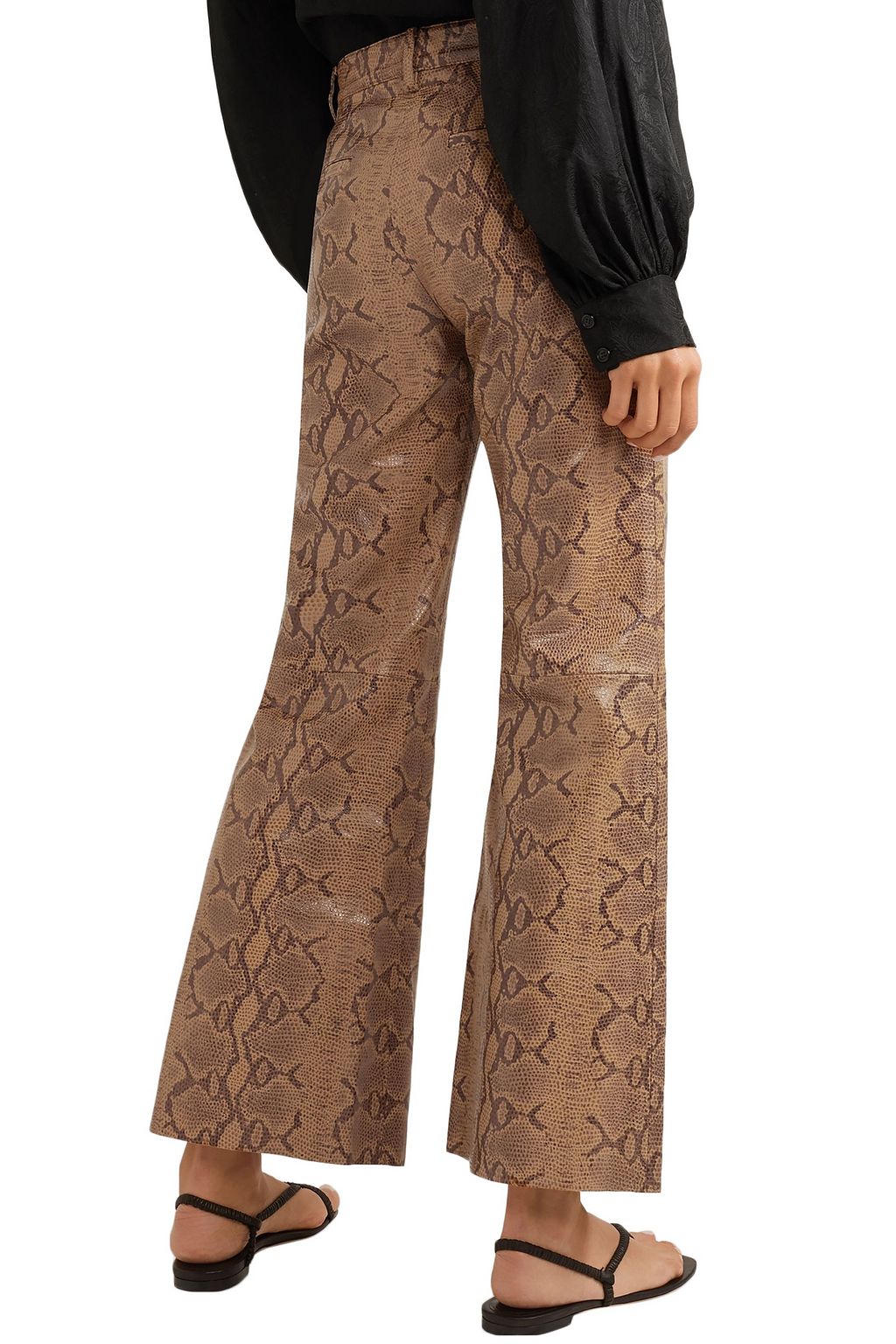 NILI LOTAN Vianna snake-effect leather flared pants