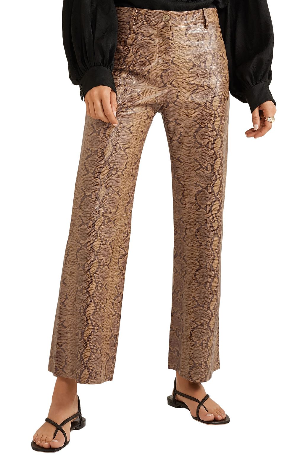NILI LOTAN Vianna snake-effect leather flared pants