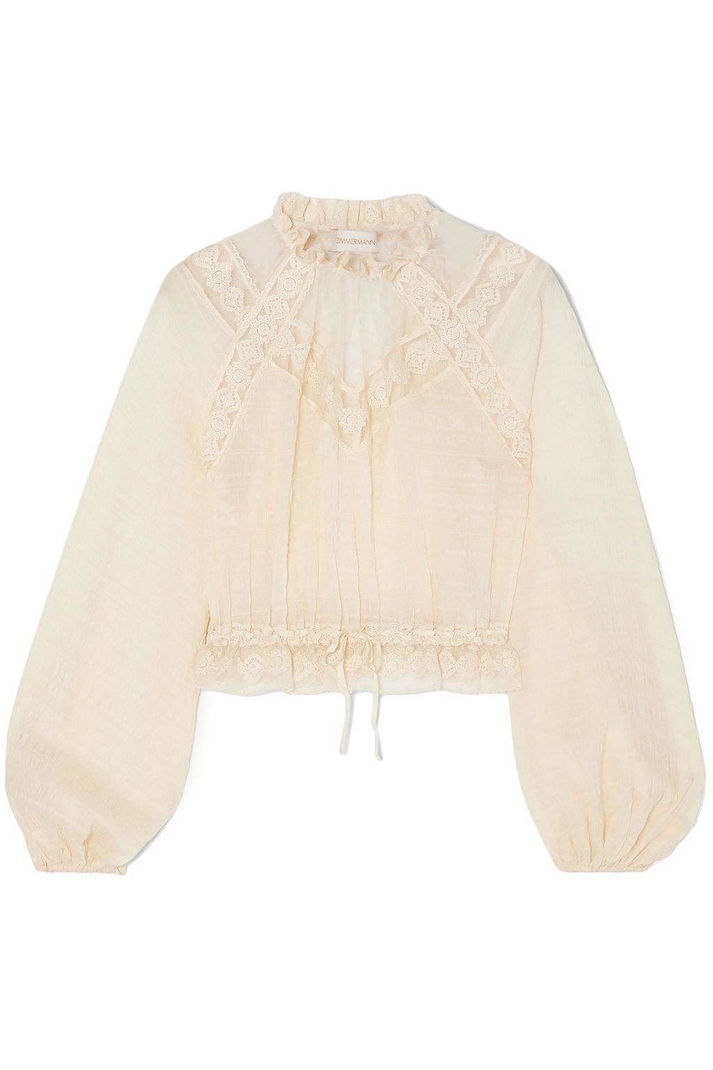 エクリュ かぎ針編みレーストリム シアサッカー ブラウス The Outnet Zimmermann The Outnet エクリュ かぎ針編みレーストリム シアサッカー ブラウス The Outnet Zimmermann The Outnet