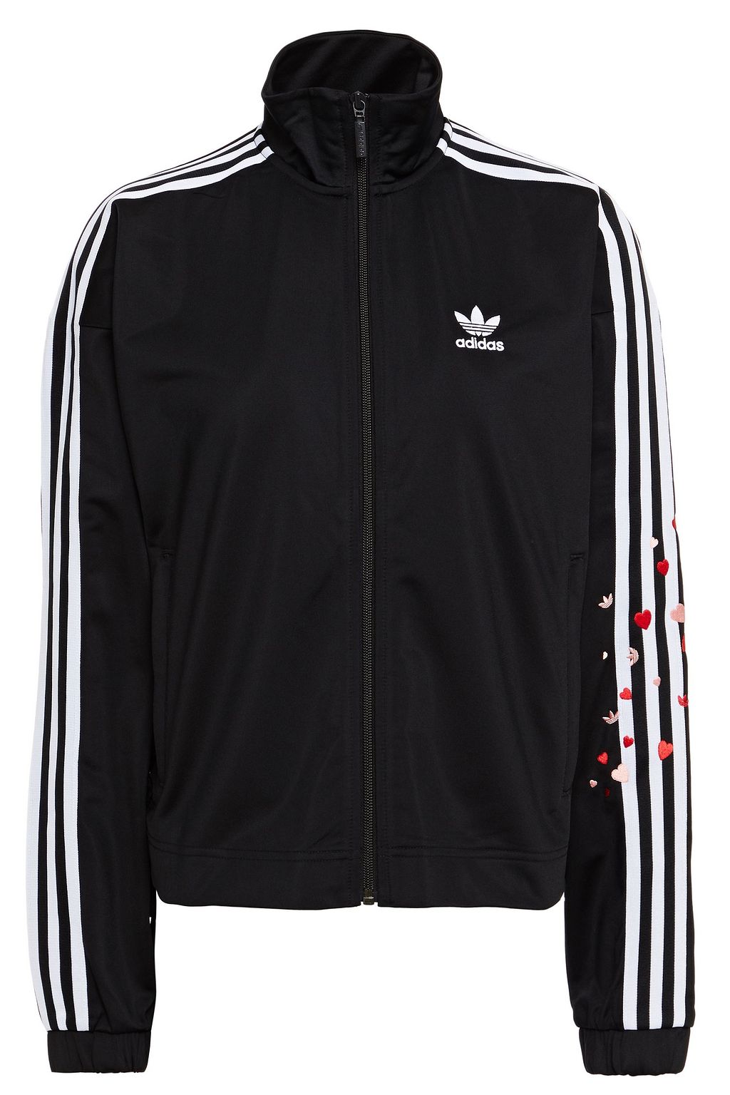 Black Embroidered striped stretch track jacket | Sale up to white adidas jacket with black stripes