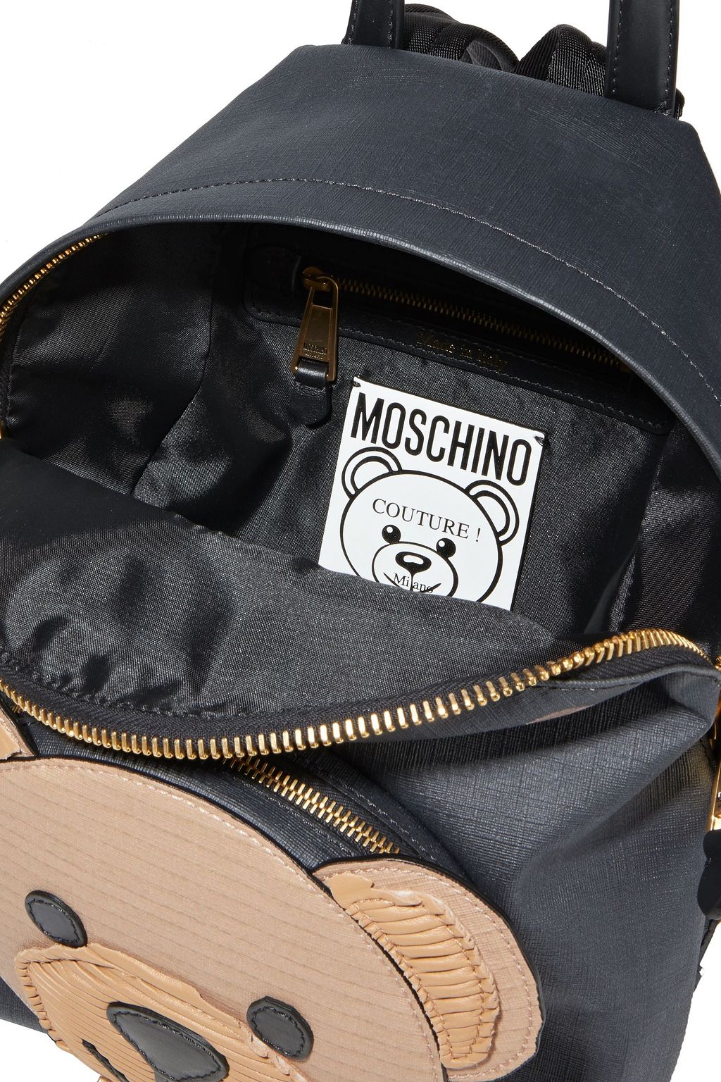 MOSCHINO Printed coated textured-leather backpack