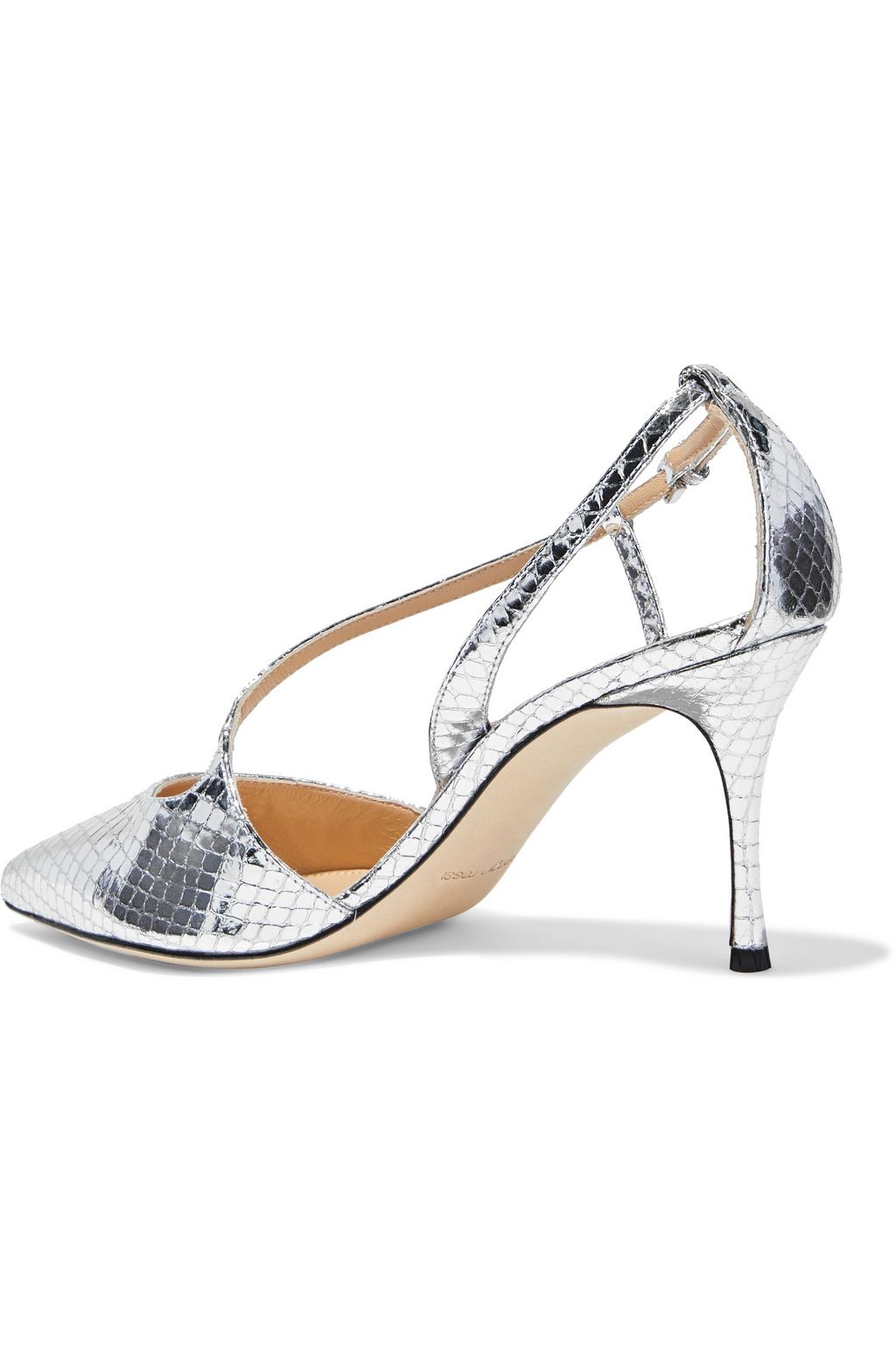 SERGIO ROSSI Godiva metallic snake-effect leather pumps