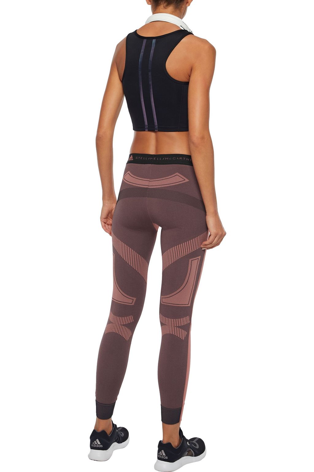 ADIDAS BY STELLA MCCARTNEY Paneled stretch-jacquard and coated stretch leggings