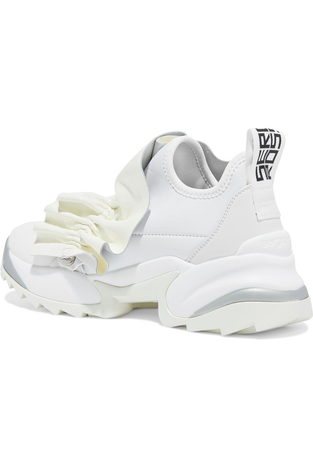 SERGIO ROSSI Sergio Extreme ruffled leather and coated-neoprene exaggerated-sole slip-on sneakers