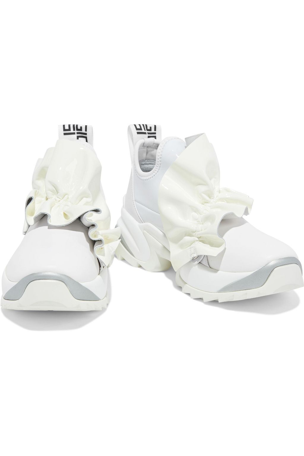 SERGIO ROSSI Sergio Extreme ruffled leather and coated-neoprene exaggerated-sole slip-on sneakers