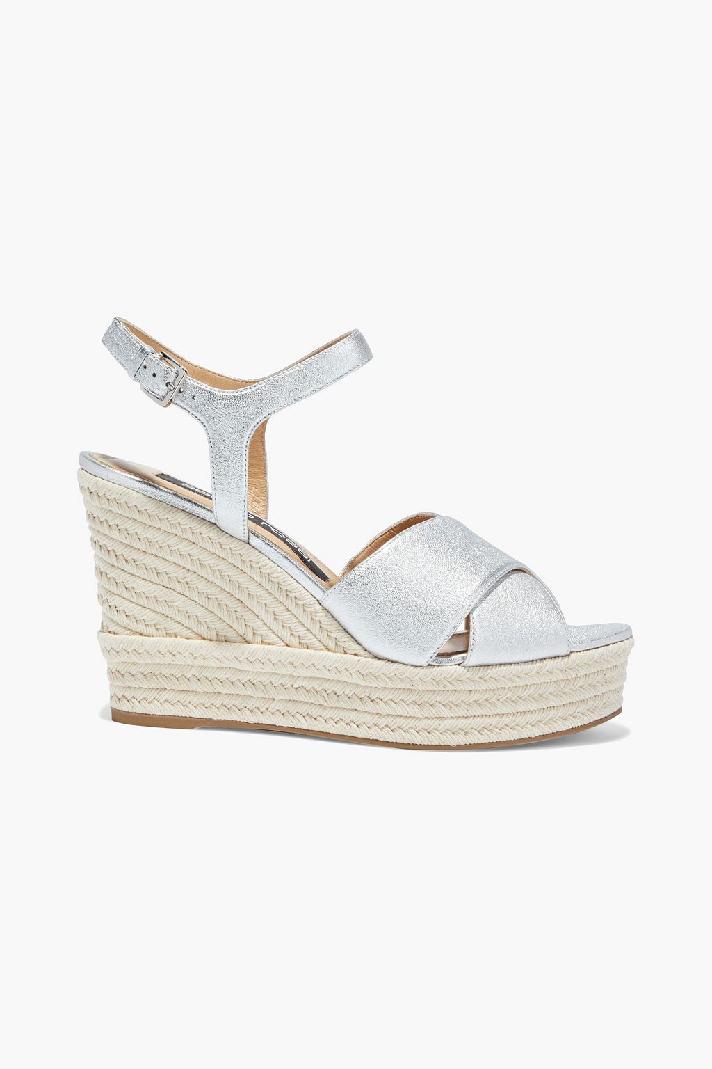 silver leather wedge sandals