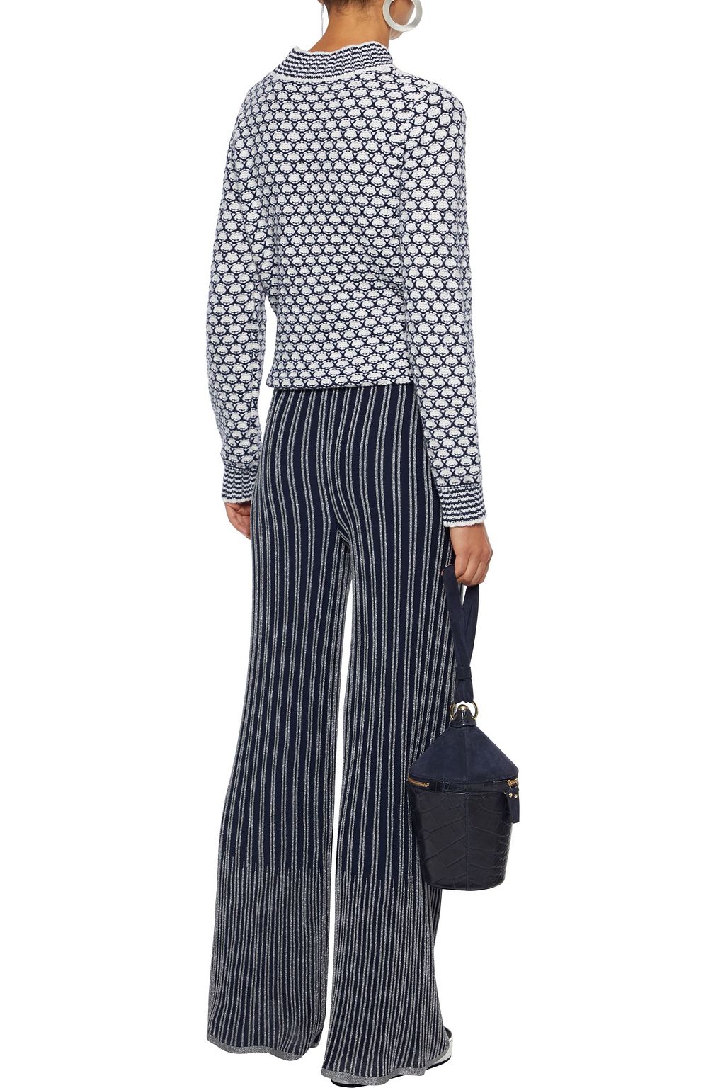 M MISSONI Metallic striped ribbed cotton-blend wide-leg pants