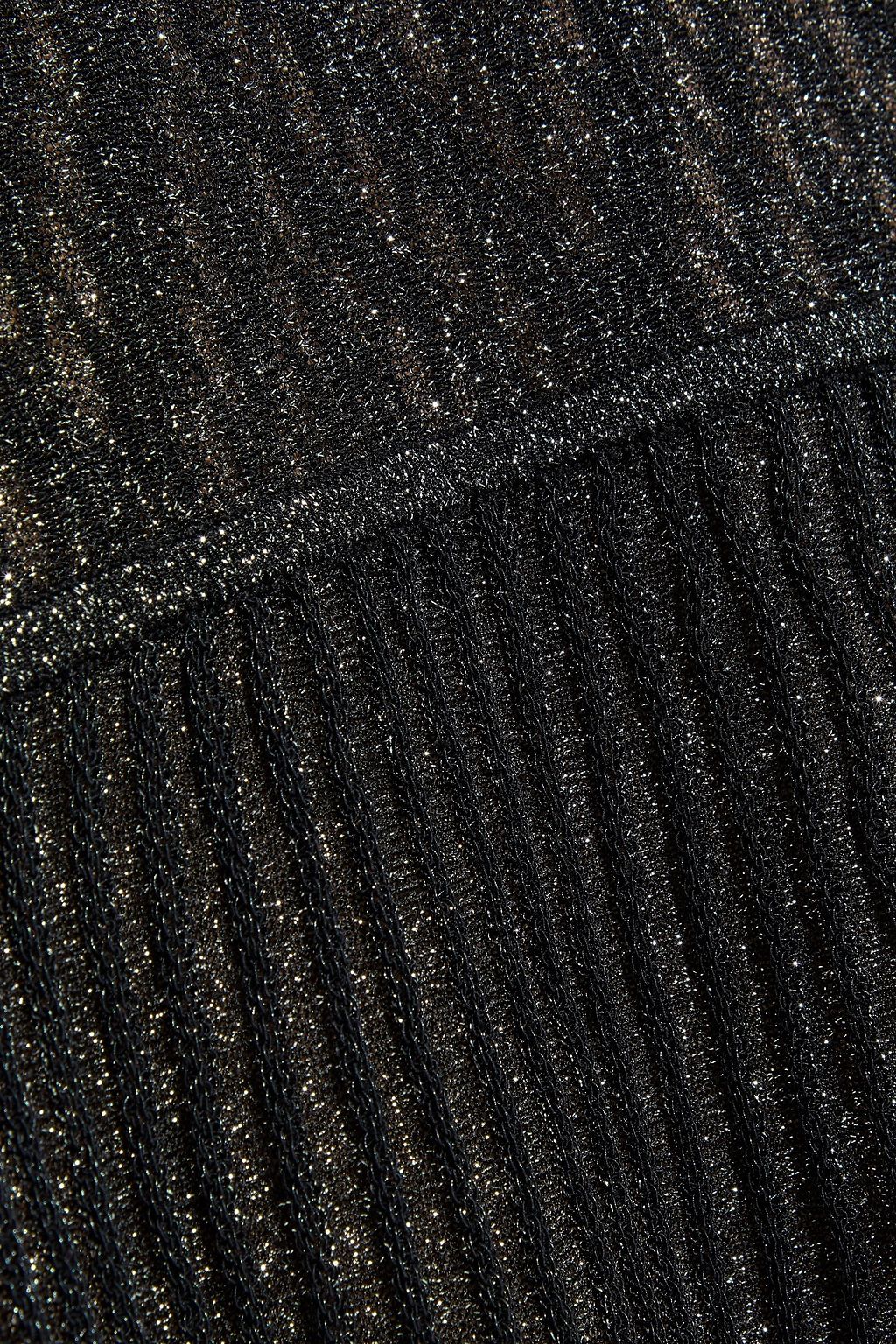 HERVÉ LÉGER Pleated metallic crochet-knit gown