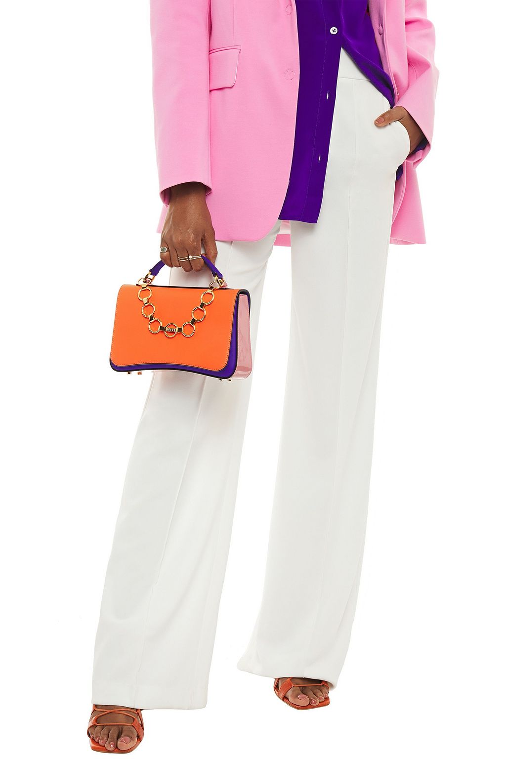 PUCCI Chance chain-embellished color-block leather shoulder bag